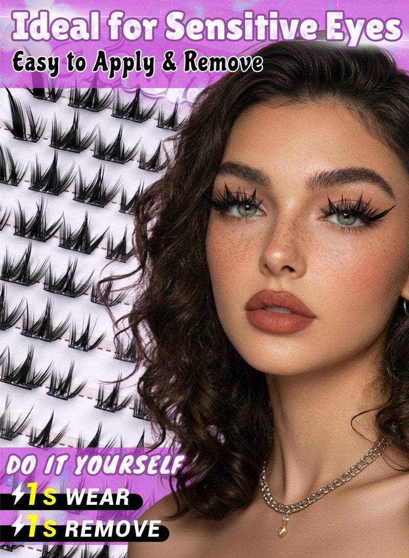 lashvana 80Pcs Self Adhesive False Eyelashes Clusters Kit,10 rows European-style false eyelashes Lashes Kit with Tweezers for Beginners, Press On Glueless Individual Lashes DIY Eyelashes. - Image 2